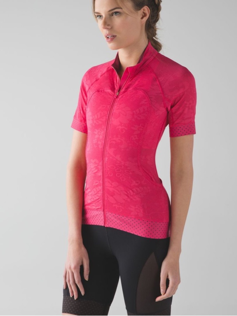 Lululemon Leader of the Pack Jersey Boom Juice 6 Biking Top Pink